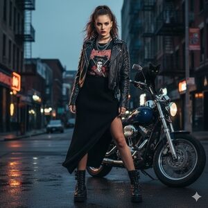 EUC Melrose Studio Size L Black Long Knit Skirt - High Side Slit